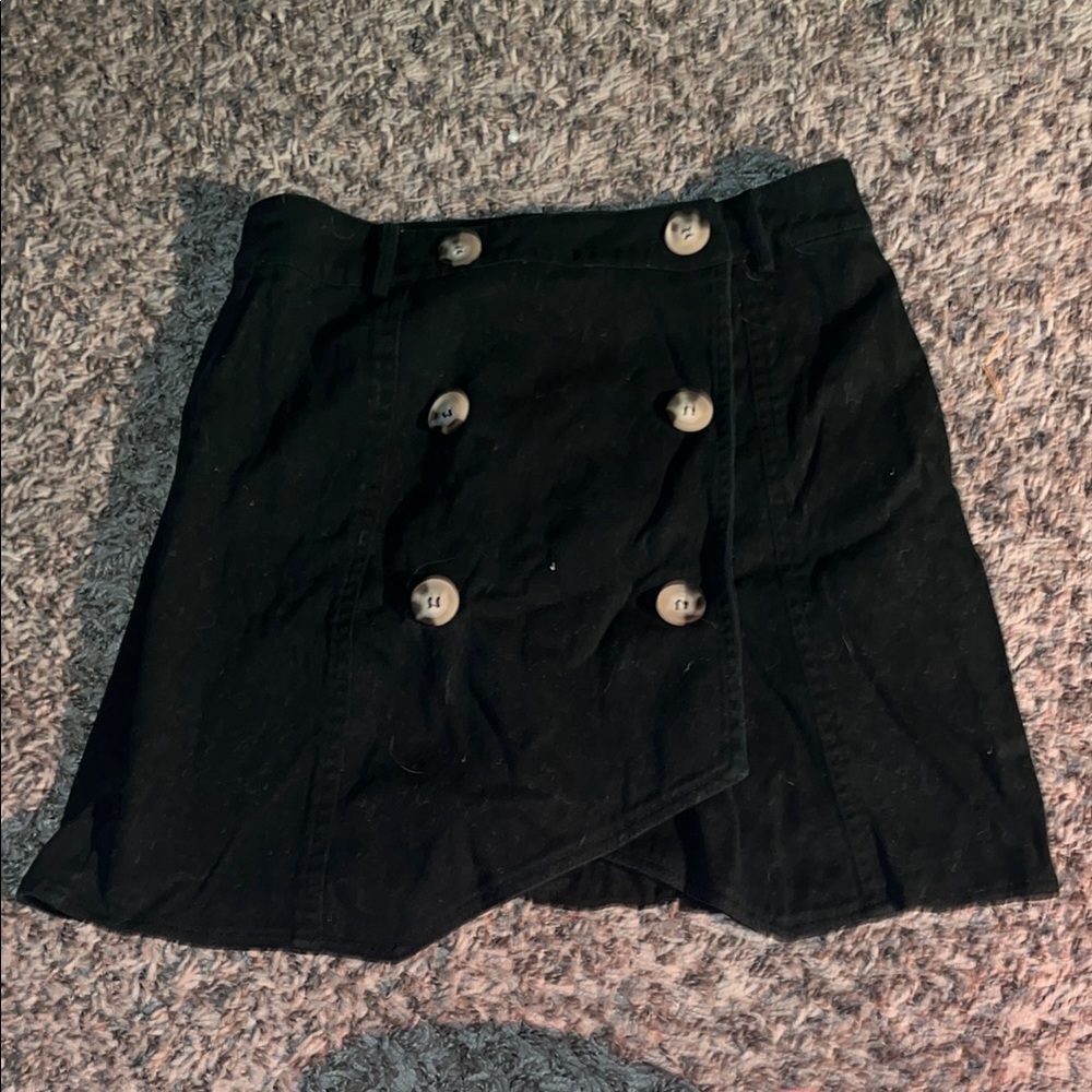 Very J Charcoal Skirt with Button Accents